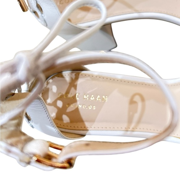 Cole Haan Grand OS off White Block Heel Sandals lace up detail ankle strap 8 - Picture 9 of 11